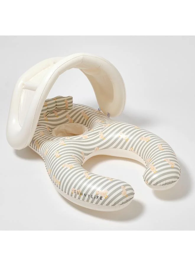 ساني لايف مقعد استحمام للأطفال بتصميم بطة بخطوط خضراء